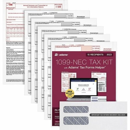 Tops Tax Forms, 1099-NEC/1096, 5-Part, w/15 Envelopes, WE TOP22906KIT
